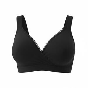 Fiona Front Closure Comfort Bra Women's XL Black Wireless Wrap Senior Easy Wear